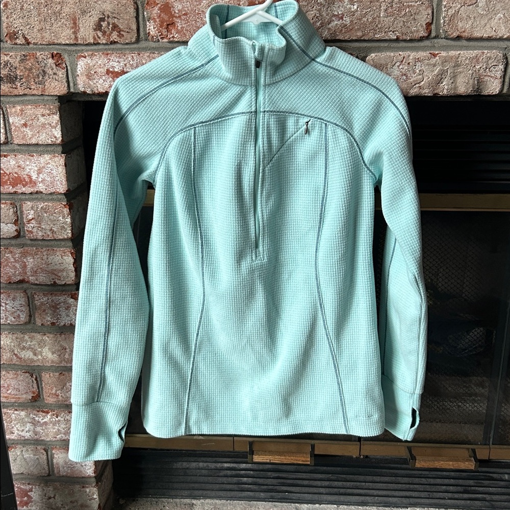 Columbia Titanium waffle Knit Light Green 1/2 Zip Pullover Jacket Size S